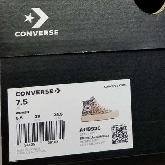 Converse Women's CTAS Lift Platform Tapestry Hi Tops Size 7.5 A11992C NWT - Picture 9 of 9